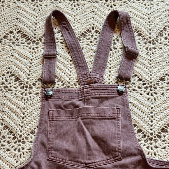 Aerie Brown Purple Women's Overall Shorts Size XS Adjustable Straps Pockets - Picture 3 of 8
